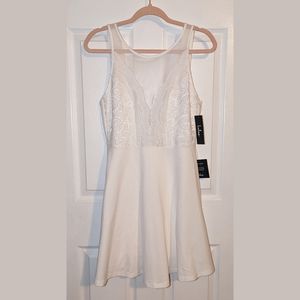 Lulus I Promise White Lace Skater Dress NWT